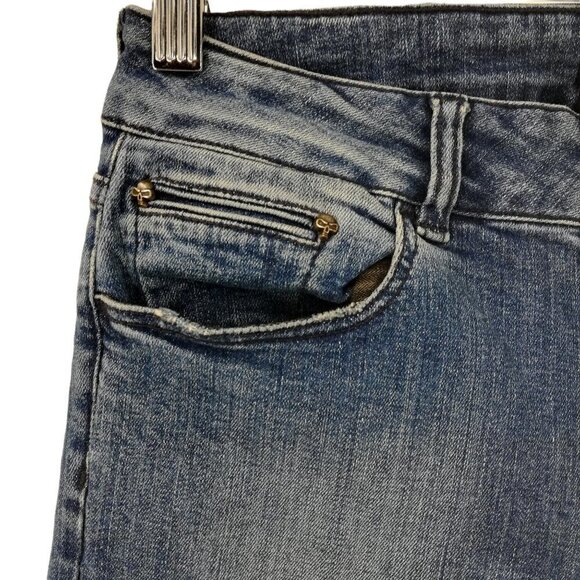 The Kooples Short Fit Distressed Skinny Jeans Size 28 Stretch Medium Wash Skull - Picture 3 of 12